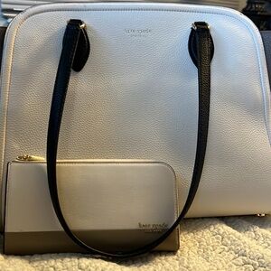 Kate Spade Elegant Cream and Black Shoulder Bag And Matching Wallet